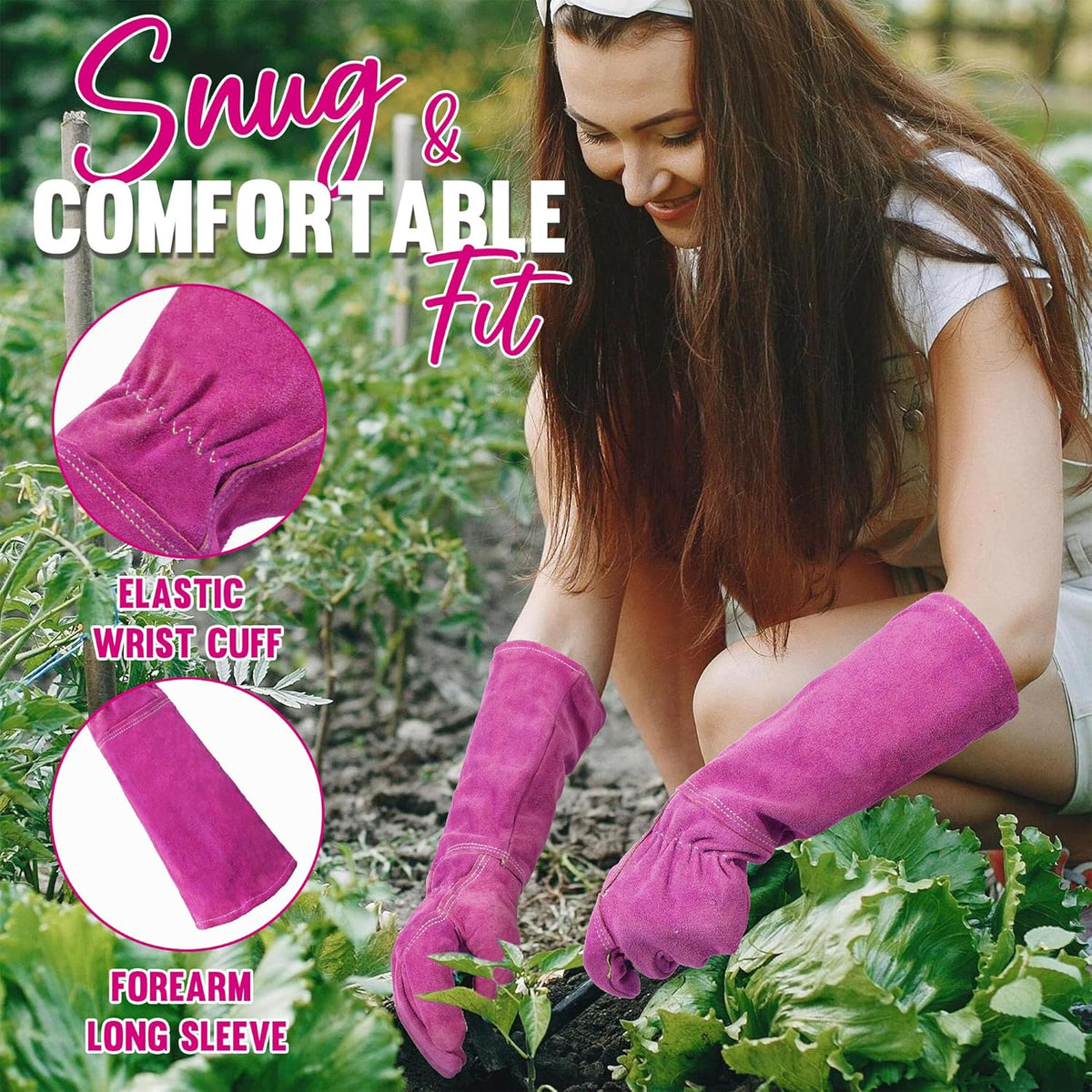 HANDLANDY Ladies Thorn Proof Gardening Gloves, Long Gauntlet Heavy Duty Garden Gloves, Elbow Length