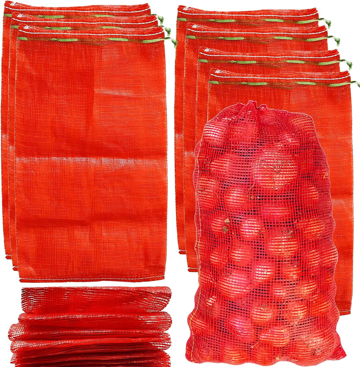 24 Pack 20'' x 14'' Mesh Onion Bags, Reusable Drawstring Fresh Produce Storage Bags for Onions
