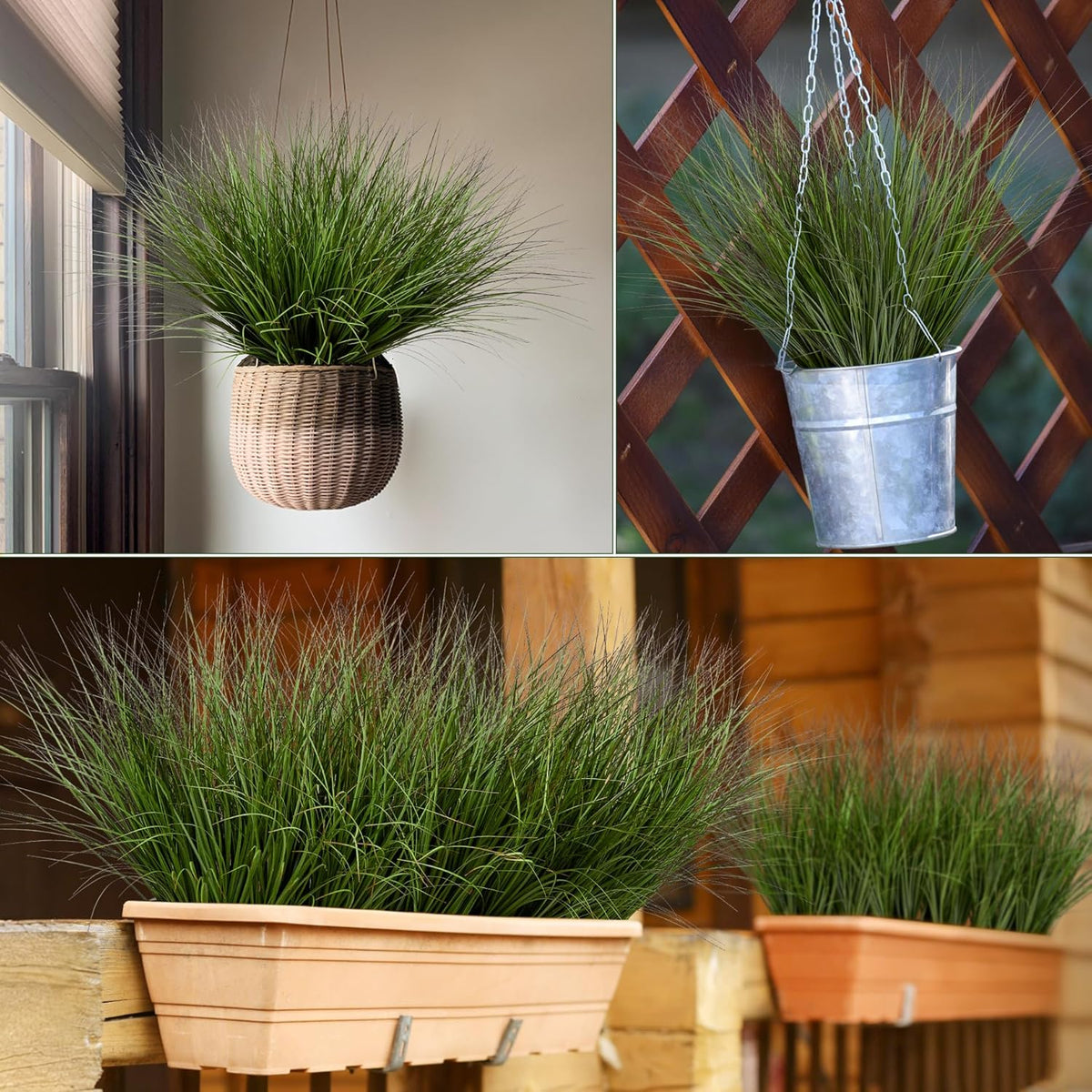 32PCS 17.3" Fake Plants Artificial Wheat Grass Greenery Plastic Plants Fake Grass Artificial Plants