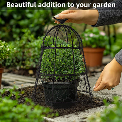 Pack of 6 Heavy-Duty Chicken Wire Plant Cloches – Rustproof Garden Protectors and Plant Cages for