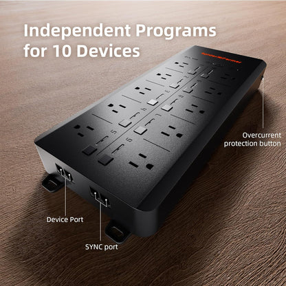 Spider Farmer GGS AC10 Power Strip Kits, 10 AC Smart APP-Based Controls Outlets, 3 in 1 Soil