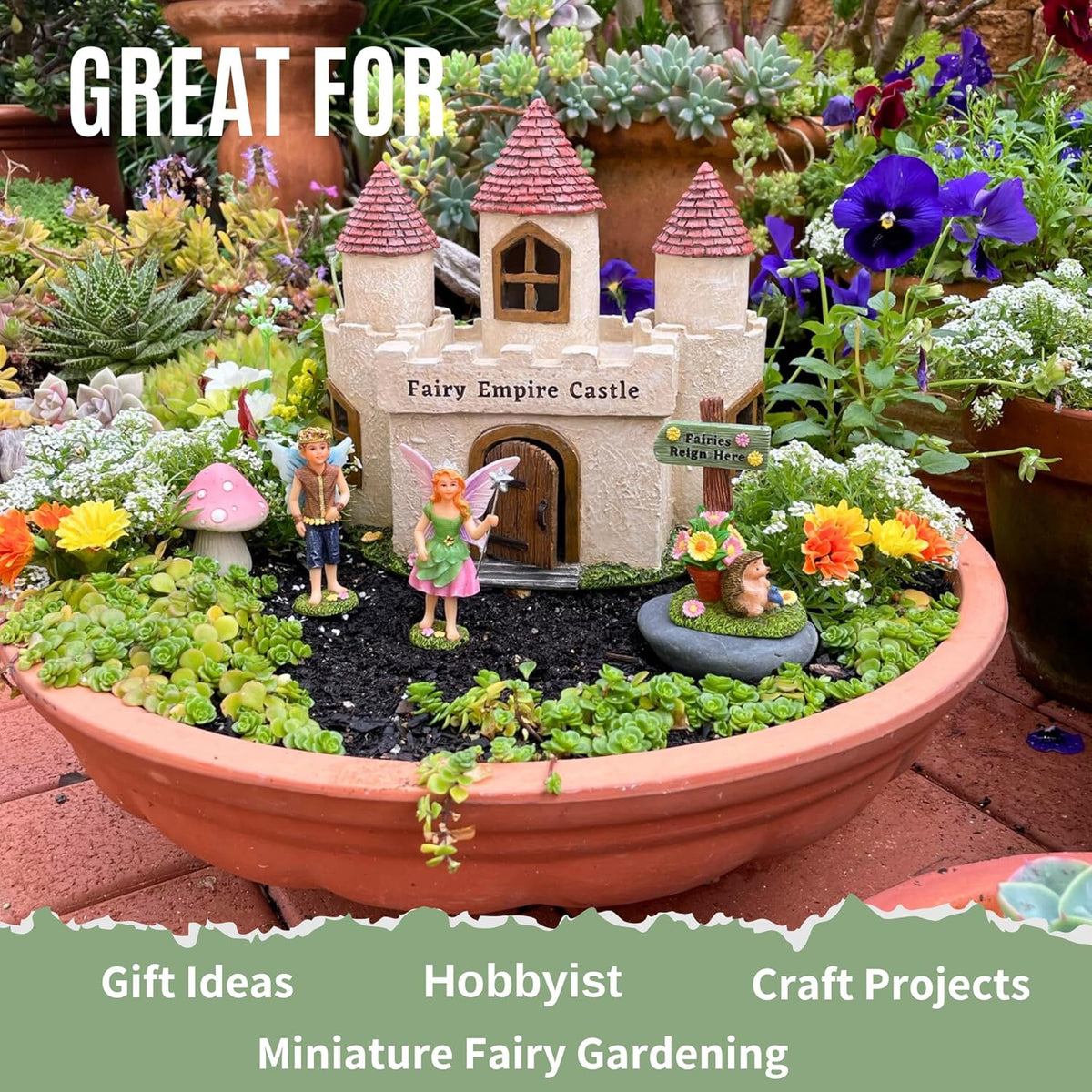 PRETMANNS Fairy House Kit - Fairy Garden Accessories for Outdoor Miniature Village Decor, with
