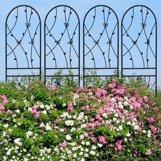 4 Pack Metal Garden Trellis 71" Tall Outdoor Climbing Plant Support for Roses, Flowers, Rustproof