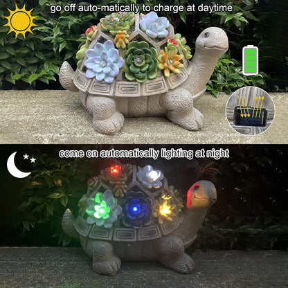 MALISTER 11.5 Inch Solar Garden Turtle Figurines Outdoor Decor, Outdoor Statues with 7 LEDs for