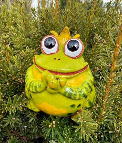 Ceramic Garden Decor - Frog Lawn Stake - Outdoor Statue - Perfect, Unique Gifts for Gardeners