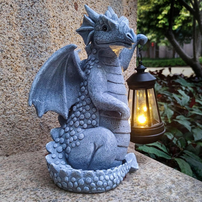 Solar Dragon Garden Statue Decoration with Solar Lantern,Dragon Figurine Lights Outdoor Décor for