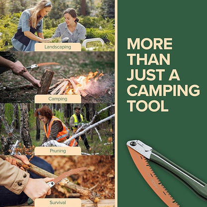 LAGOM Folding Camp Saw for Cutting Branches, 11.4" Curved Blade | SK5 Steel, Ergonomic Handle