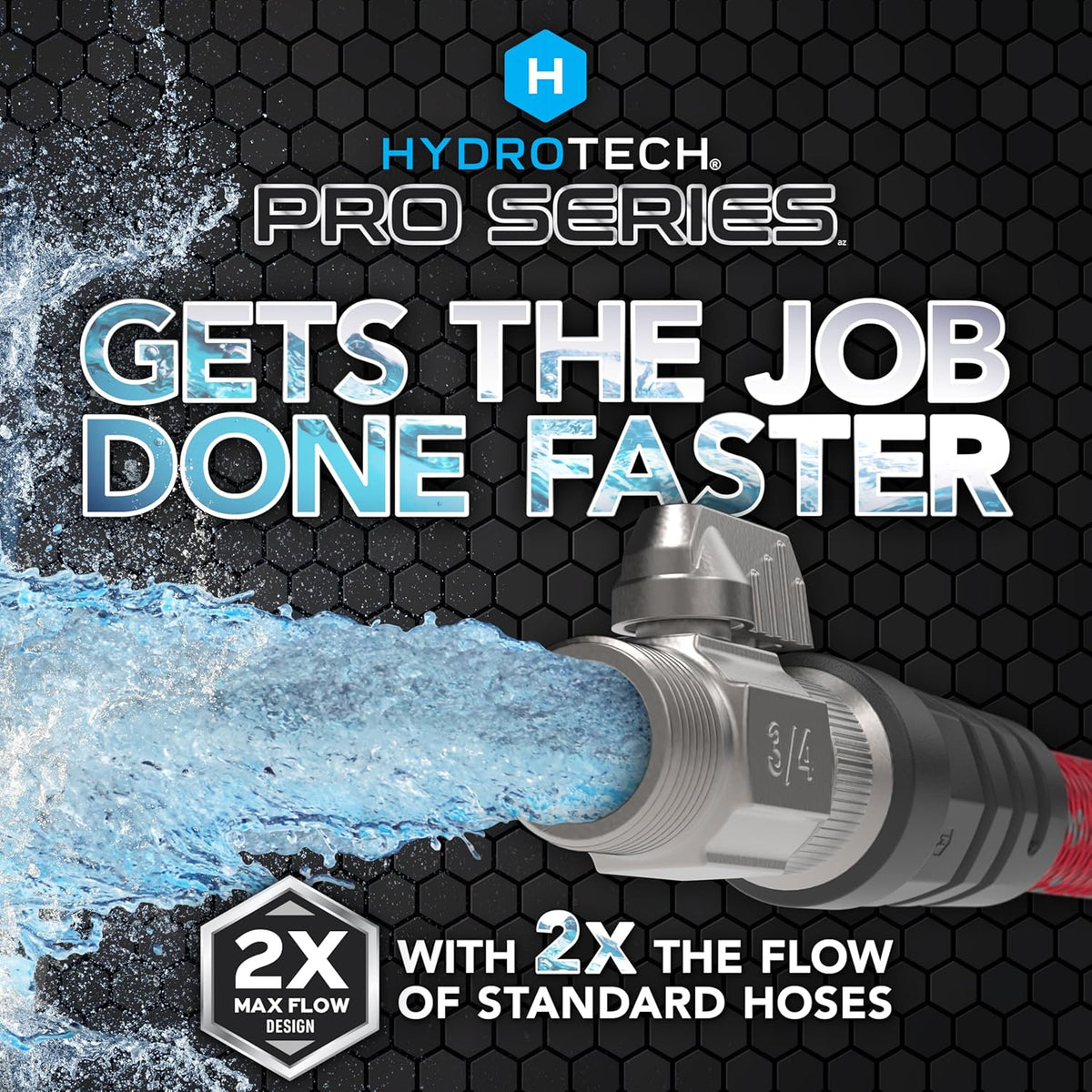 HydroTech 200 ft Expandable Garden Hose - Pro Series, 2x Max Flow, 3/4" No-Kink Flexibility