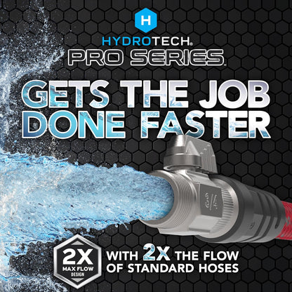 HydroTech 200 ft Expandable Garden Hose - Pro Series, 2x Max Flow, 3/4" No-Kink Flexibility
