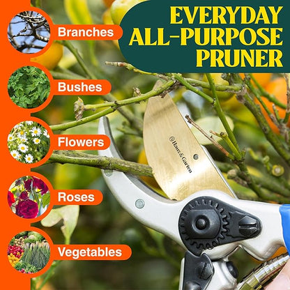 Haus & Garten ClassicPRO 8.5" Premium Titanium Bypass Pruners - Use as Garden Shears Pruning Shears