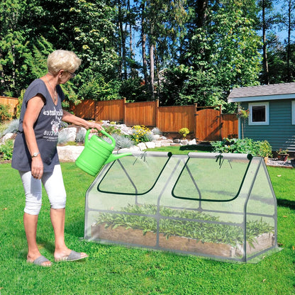 BPS 4x2x2 ft Mini Greenhouse with Transparent PVC Cover UV-Protected Roll-Up Zipper Windows, Ideal