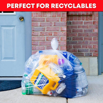 Tasker 95-96 Gallon Trash Bags, (Value Pack 50 Bags w/Ties) Extra Large Heavy Duty Clear Plastic