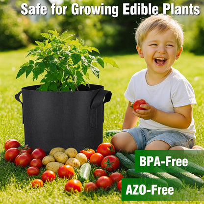 PHYEX 12-Pack 15 Gallon Grow Bags, Heavy Duty Fabric Pots with Handles, Reusable Plant Bags for