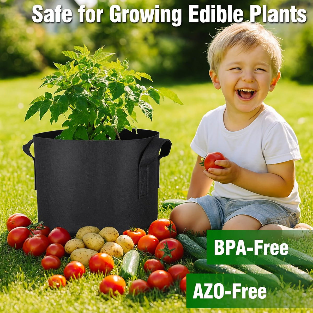 PHYEX 12-Pack 5 Gallon Grow Bags, Heavy Duty Fabric Pots with Handles, Reusable Plant Bags for