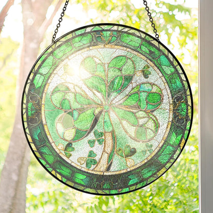 FLAGWIX Christmas Irish Gifts for Women Men - 100% Stained Glass Hanging Suncatcher 6 in - Birthday