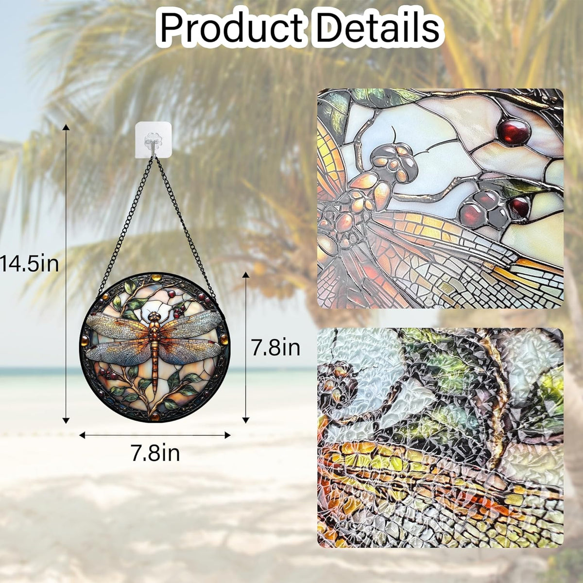Stained Glass Window Hanging - Dragonfly Plant Suncatcher Ready to Hang Window Doors Home