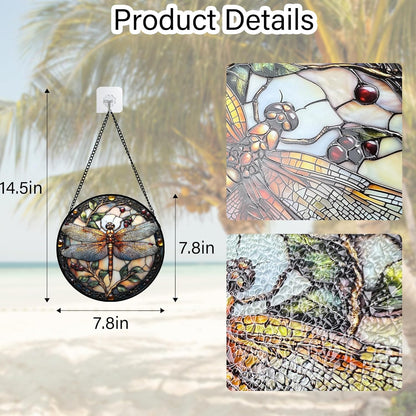 Stained Glass Window Hanging - Dragonfly Plant Suncatcher Ready to Hang Window Doors Home