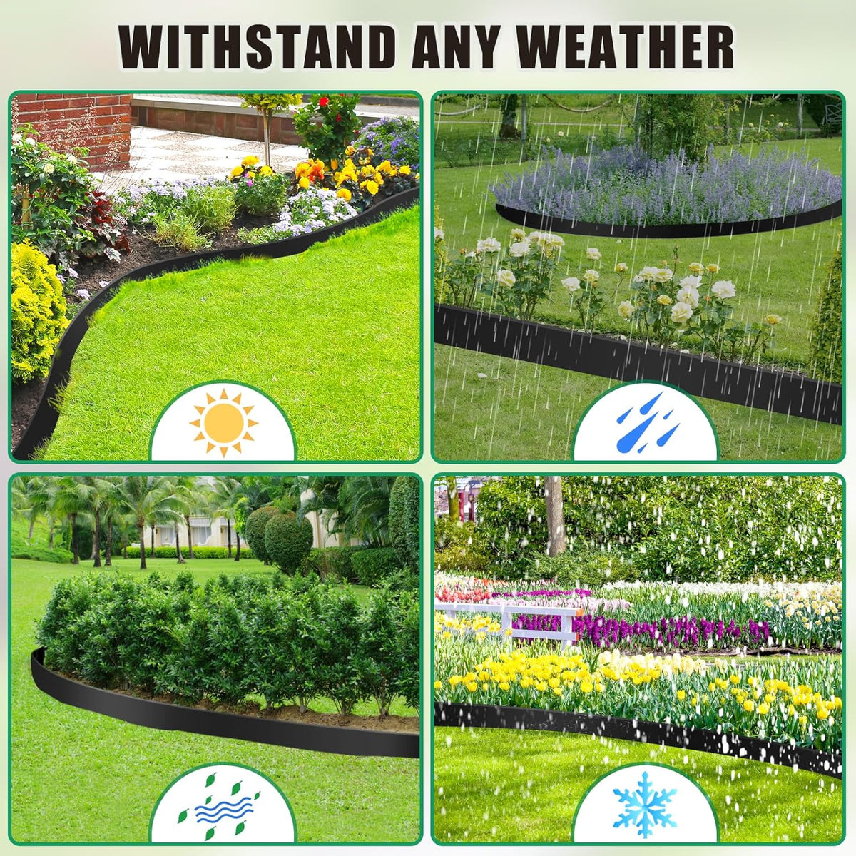 Landscape Edging Border - 4” x 20’ Edging for Landscaping with 30 Stakes, 0.15" Thick No Dig Lawn