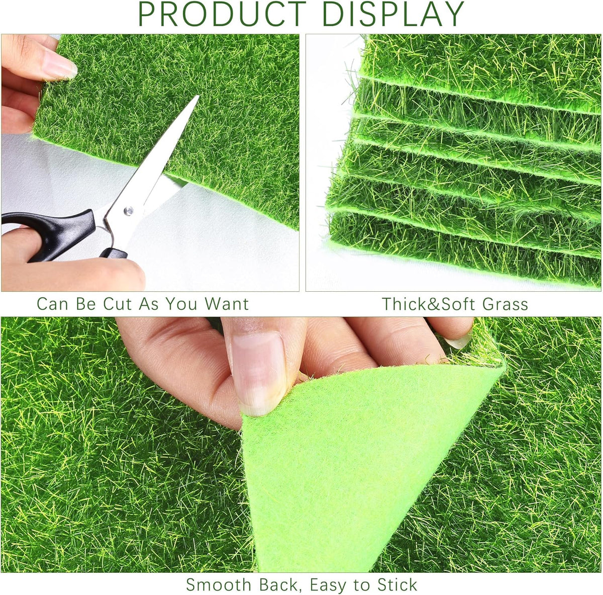Elcoho 6 Pieces Fake Grass for Crafts Fairy Garden 6 x 6 Inches Artificial Garden Grass for