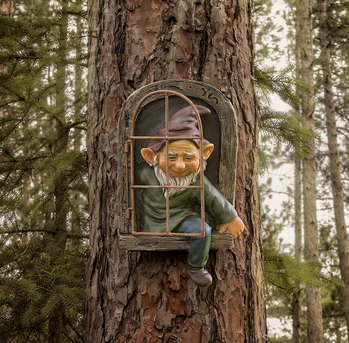 coolboy Outdoor Gnome Garden Decorative-12 Inch Elf Out The Door Tree Hugger,Gnome Decorations for