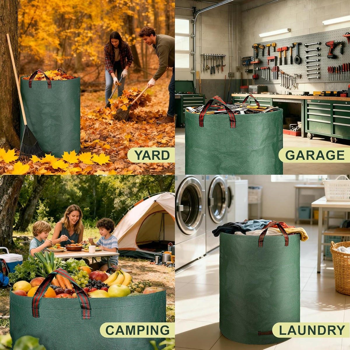 Reusable Leaf Storage Bag, 72 Gallon Large Capacity - Waterproof & Tear-Resistant Yard Waste Bag
