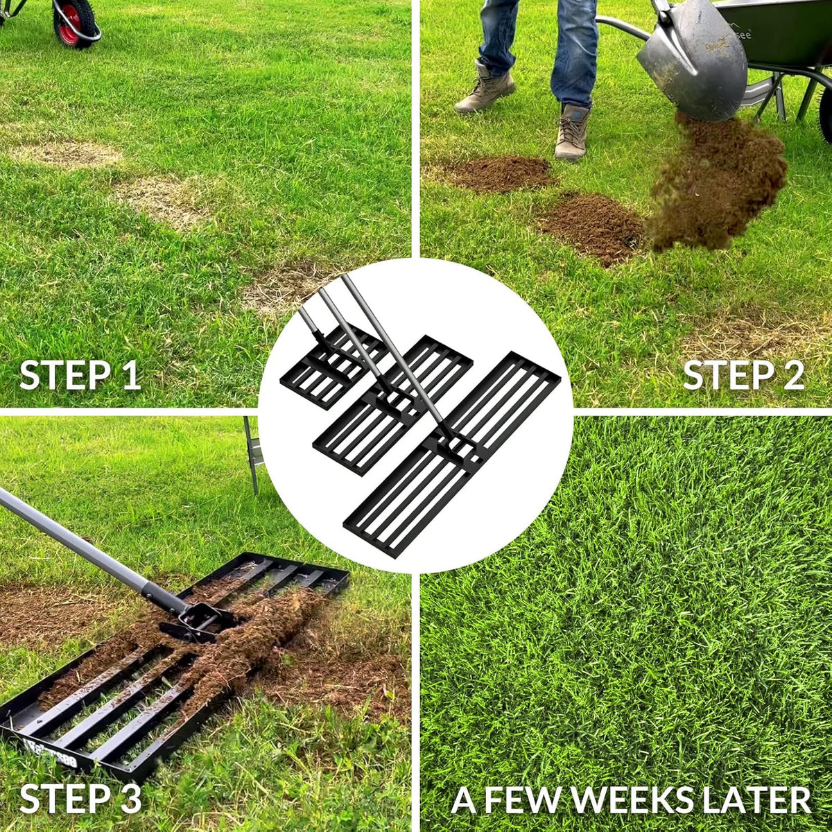 Walensee Lawn Leveling Rake, 7FT 30"x10" Levelawn Tool, Heavy Duty Effort Saving Lawn Level Tool