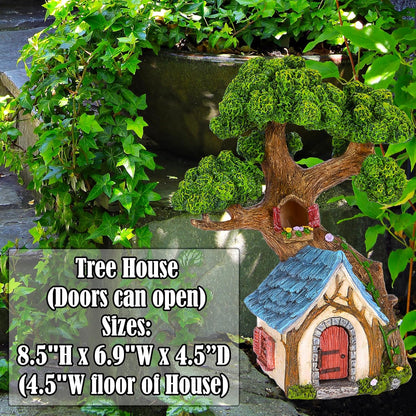 Mood Lab Fairy House - Fairy Garden Miniature Tree House - 8.5 Inch Tall Outdoor Decor for Fairies