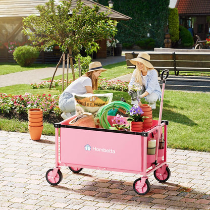 Collapsible Wagon Cart with Wheels, 150L Lightweight Foldable Utility Cart, Portable Rolling Wagon