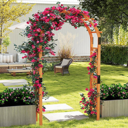 Moccha 7.7 FT Garden Arbor, 93" Wood Arbor Trellis for Climbing Plants, Rose, Ivy, Outdoor Archway