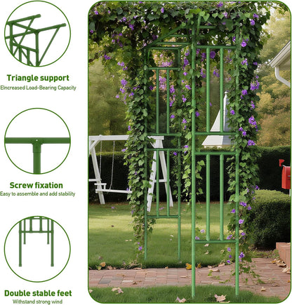 Flat Top Garden Arch Trellis 11FT x 9FT, Super Large Arbor Trellis for Climbing Plants Outdoor