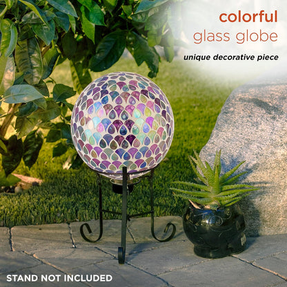 Alpine Corporation HGY438 Outdoor Mosaic Glass Gazing Globe with Colorful Teardrop Design, 10"