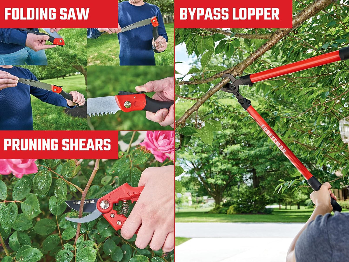 CRAFTSMAN CMXMKIT0170 Tree & Shrub Pruning Set with Bypass Pruning Shears, Bypass Lopper and