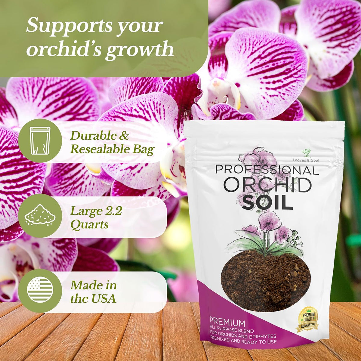 Orchid Soil Premium All Purpose Blend | Large 2.2 Quarts | Ready to Use for Orchids, Bromeliads