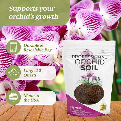 Orchid Soil Premium All Purpose Blend | Large 2.2 Quarts | Ready to Use for Orchids, Bromeliads