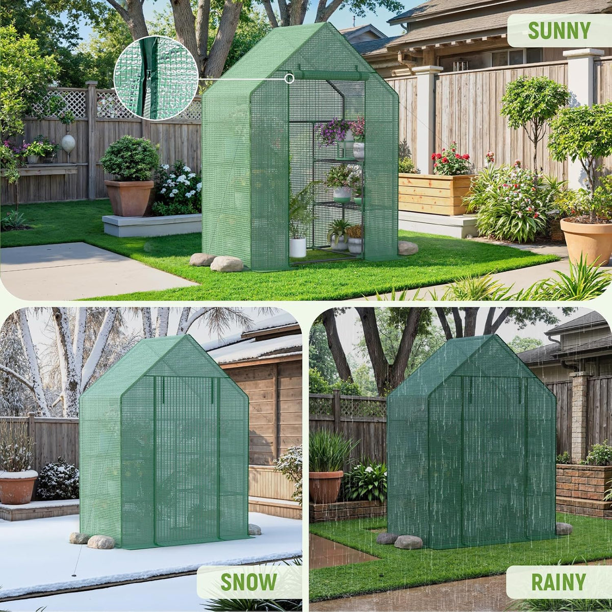 Portable Greenhouse for Outdoor, Small Greenhouses with Durable PE Cover, Walk in Greenhouse with