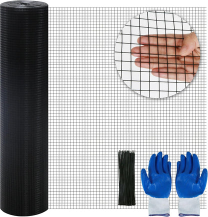 Sunnyglade Hardware Cloth, 1/2 Inch 48" x 100 ft Black Vinyl Metal Mesh Roll, 19 Gauges Chicken