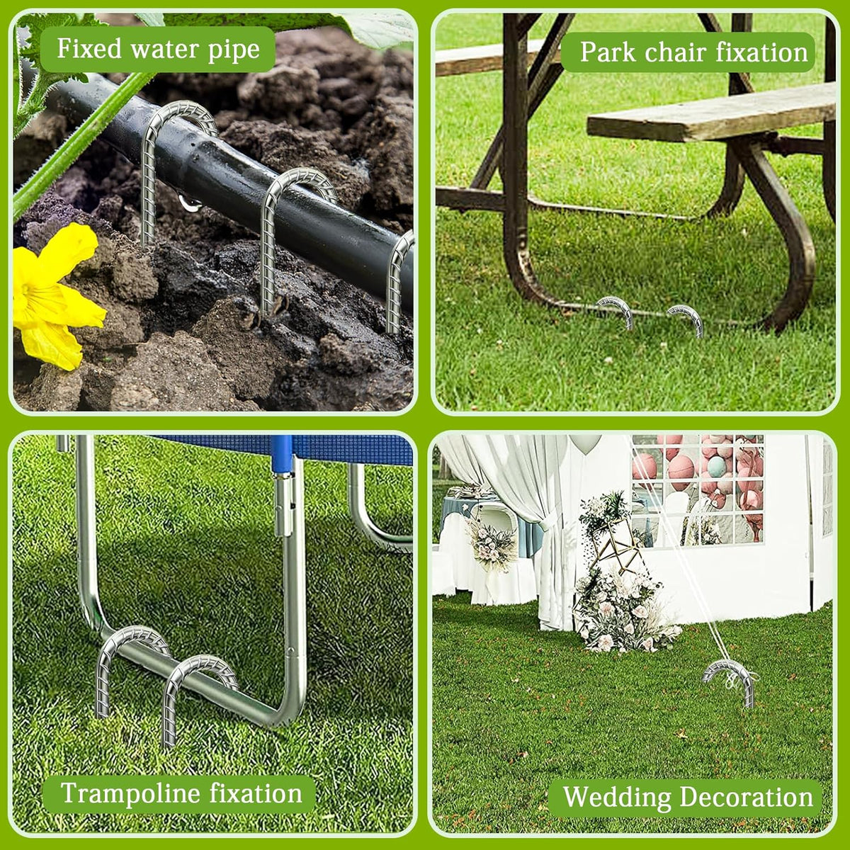Rebar Stakes 12 Inch, Tent Stakes Heavy Duty Galvanized J Shaped 50 Pack Landscape Fabric Staples
