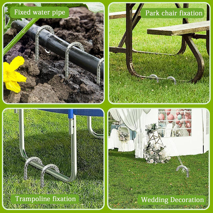 Rebar Stakes 12 Inch, Tent Stakes Heavy Duty Galvanized J Shaped 50 Pack Landscape Fabric Staples