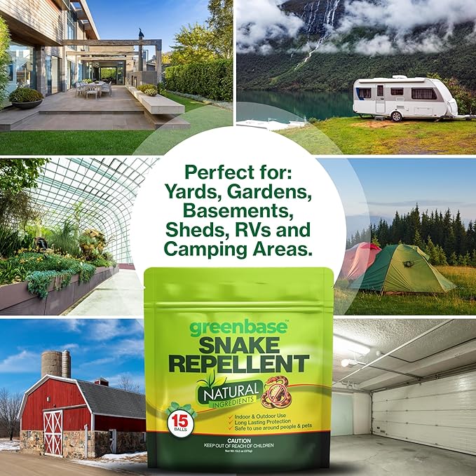 15 Pack Snake Repellent Balls for Yard – Natural Snake Away Repellent, Pet & Plant Safe, Indoor