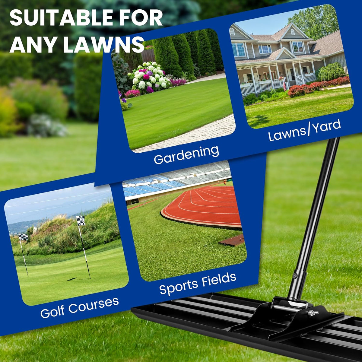 Lawn Leveling Rake, 30x10 Inch Carbon Steel Soil Leveler with 78" Adjustable Long Handle, Perfect