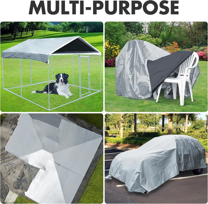 Tarp Heavy Duty 10x12ft Waterproof Tarps,10mil Uv Resistant,Multipurpose Silver/Black Tarps for