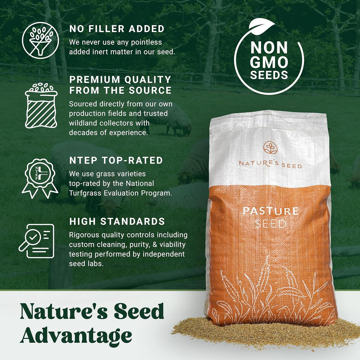 Nature's Seed Northern Sheep Forage Mix, Cattle Pasture Grass Seed Cool-Season Blend
