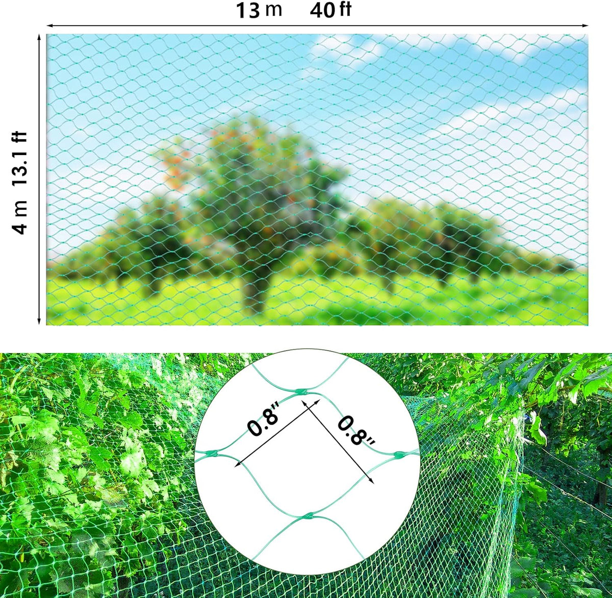 13X40Ft Bird Netting for Garden Protect Vegetable Plants and Fruit Trees,Plastic Trellis Netting