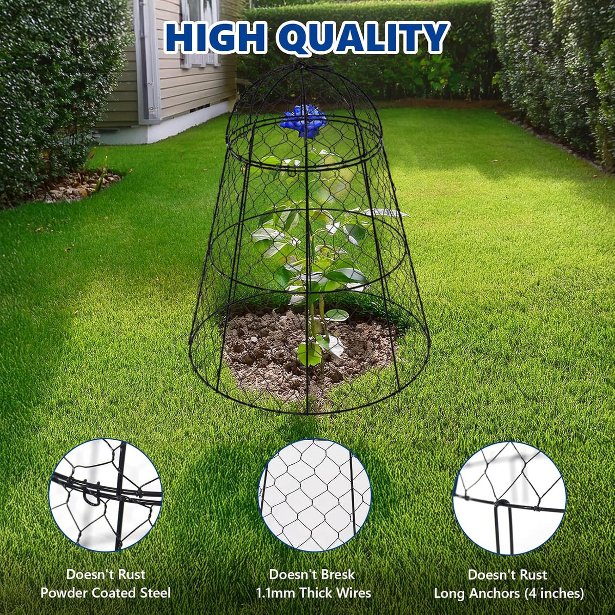 Garden Cloches for Plants - Set of 6 Chicken Wire Plant Cages and Plant Protectors from Animals