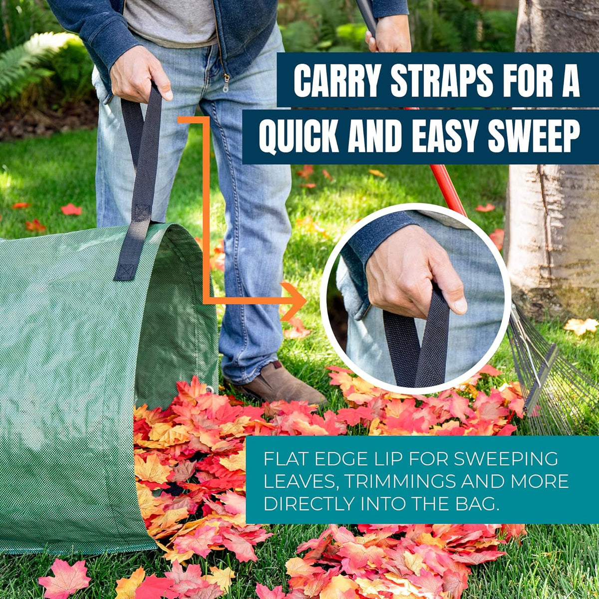 MEKKAPRO Big Gulp Leaf Bags, 2-Pack Lawn Bags with Reinforced Handles, 53 Gallon, Reusable Yard