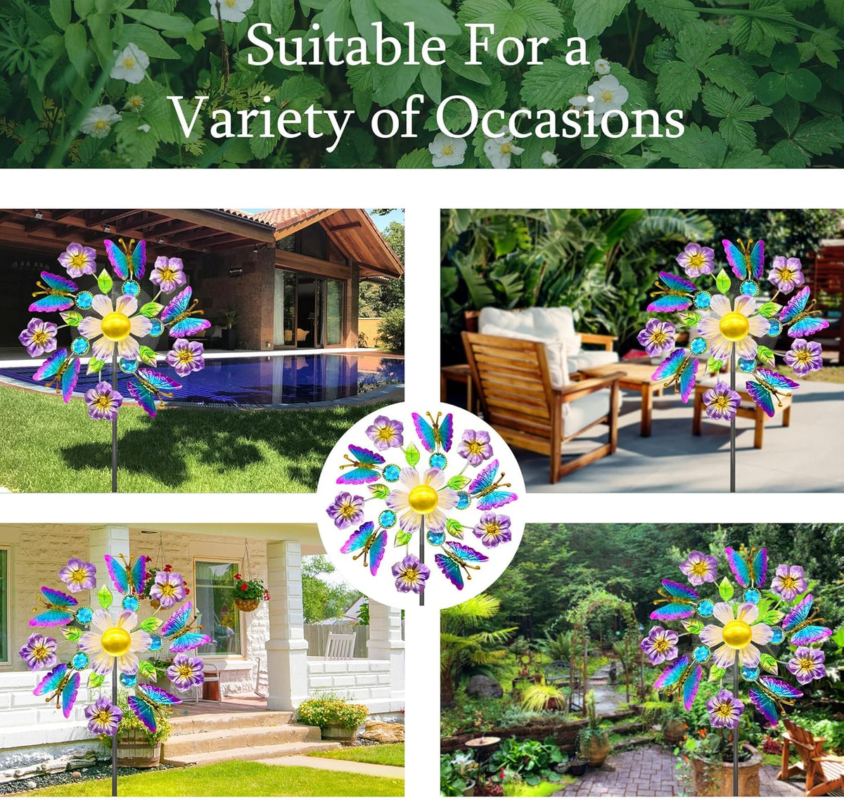 Solar Wind Spinners Outdoors for Yard and Garden - 40 Inch Metal Wind Sculpture, Outdoor Kinetic
