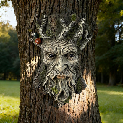 Blue Eye Mushroom Tree Face Sculpture, Funny Blue Eye Mushroom Old Man Tree Hugger Statue, Indoor &