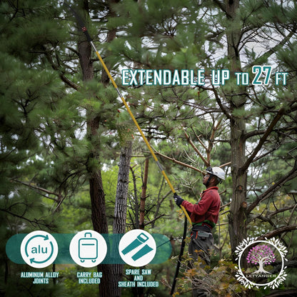Pole Saws for Tree Trimming, 7.3-27 ft Extendable Tree Trimmers Long Handle Pruner, Sharp Steel
