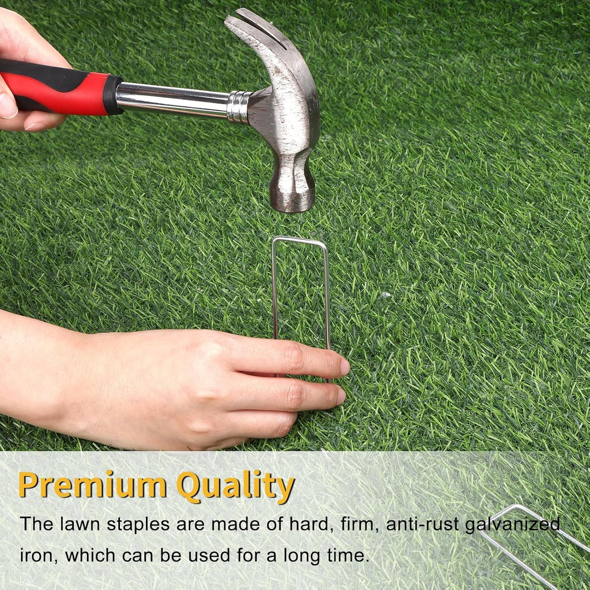 HongWay 120 Pack 4 Inch Landscape Garden Staples, Garden Stakes Galvanized 12 Gauge SOD Ground