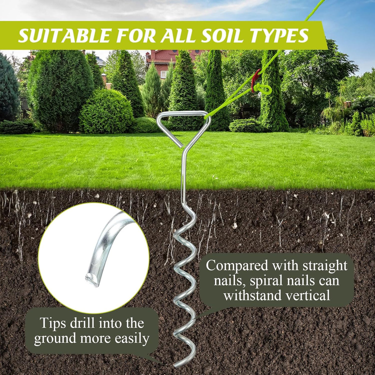 Sintuff 12 Set Tree Stakes and Supports Kit for Anti Hurricane Leaning Trees Straightening Heavy
